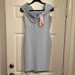 Baby blue body con dress with tags